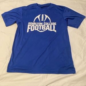 Large blue dri-fit Hamilton college football shirt